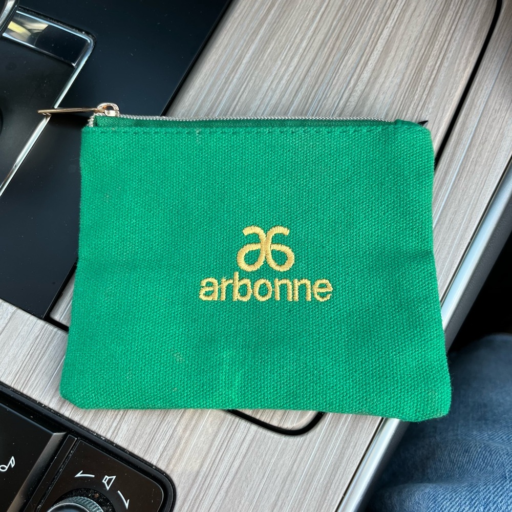 Arbonne Green Pouch with Gold Logo